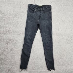 Madewell‎ Mid Rise 9 inch Skinny Black Whiskered stretch Fray Hem Jeans size 28